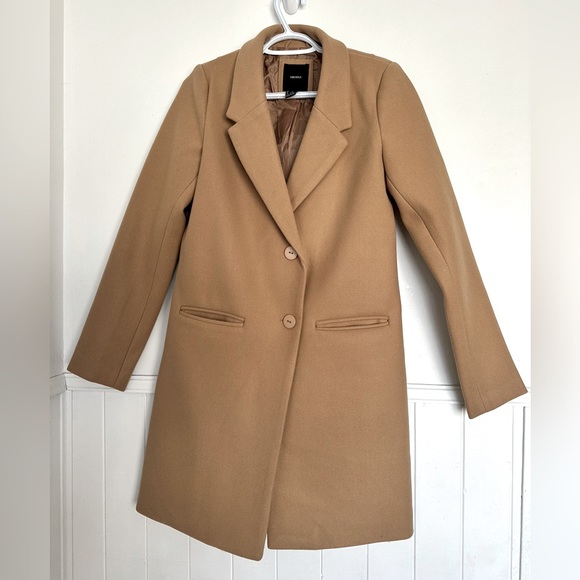 Tan Forever 21 Longline Coat with pockets. Size small. - Picture 3 of 8
